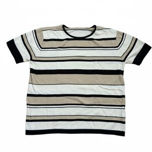 3/$15 Elegant Striped Tan and Black Women's Blouse